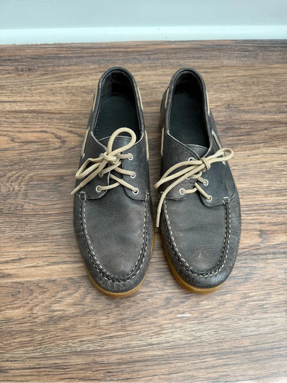 Allen Edmonds Harbour Panama Boat Gray Real Leather Distressed Shoes 11 Men’s